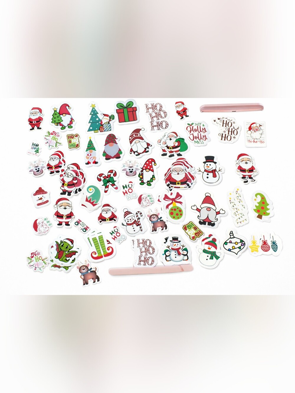100 Holiday Christmas Sticker Pack - Red, Green, White Festive Designs